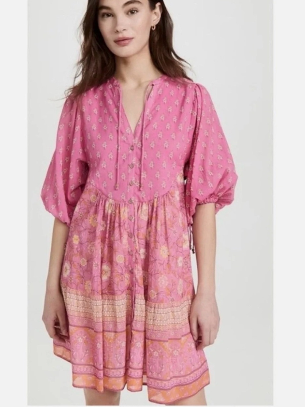 Spell & The Gypsy Collective Pink Floral Boho Mini Dress Size Small